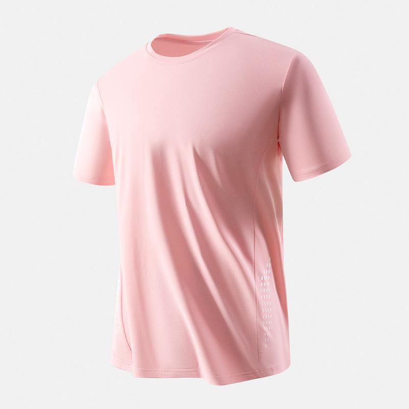 Short T-shirt Men's Fitness Ice Silk Half-sleeve Men's Breathable Mesh Loose Plus Fat Plus Size Sports Short-sleeved Breathable Sweat-wicking T-shirt