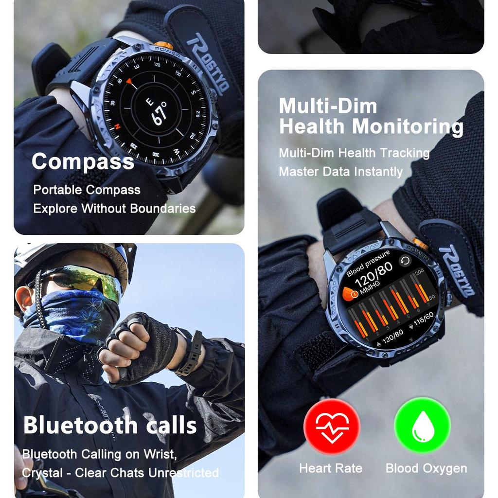 Smartwatch for outdoor sports, Bluetooth calling, compass, men's