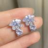 ZAKOL Cute Pink Square Zircon Stud Earrings for Elegant Women Cubic Zirconia Wedding Party Birthday Zircon