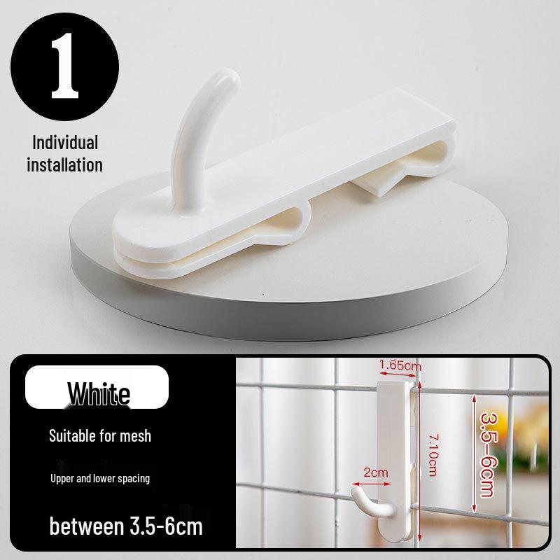Nail-Free Grid Panel Hook for Wire Mesh Shelves - No-Drill Wall Storage Hooks for Kindergarten Display