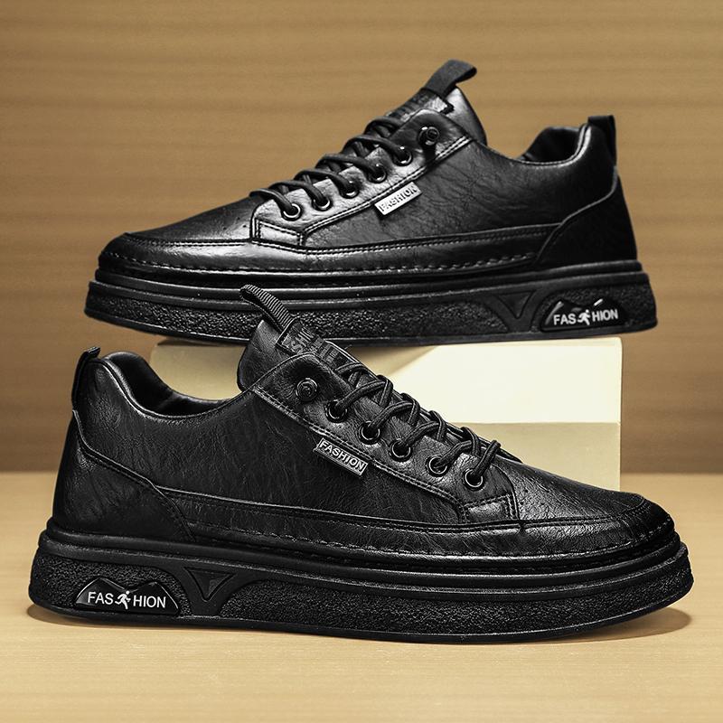 

22 autumn casual trendy shoes student white skateboard shoes soft-soled loafers small leather shoes 44 чорний