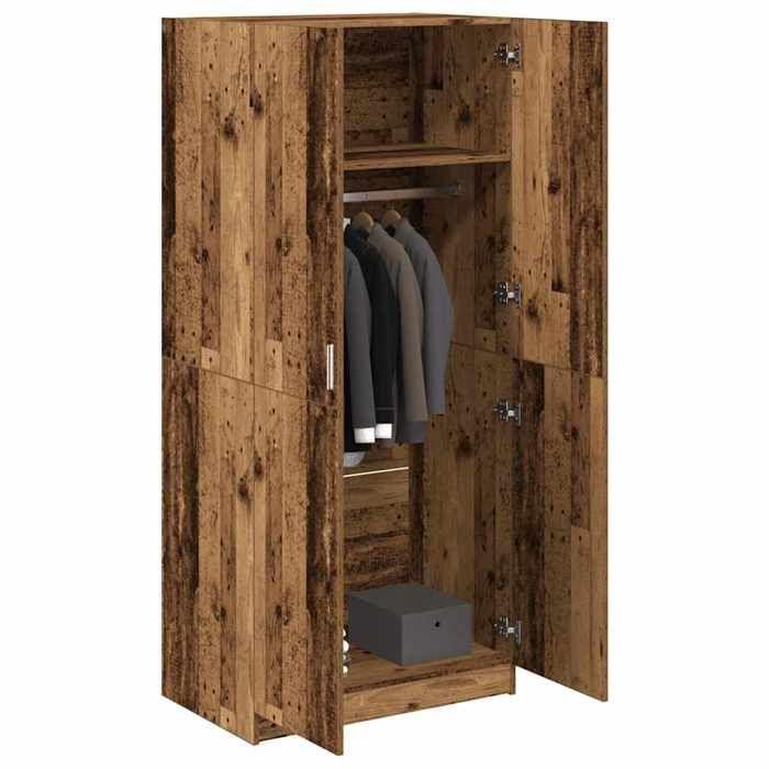 VidaXL Wardrobe Old Wood 80x52x180 Cm Engineered Wood, Closet, Clothes Storage, Fabric Wardrobe, Cabinet of 855882