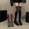Fashion Thigh High Women Boots Over The Knee High Elastic Stretch Color Block Shoes Sock Long Zapatillas Mujer