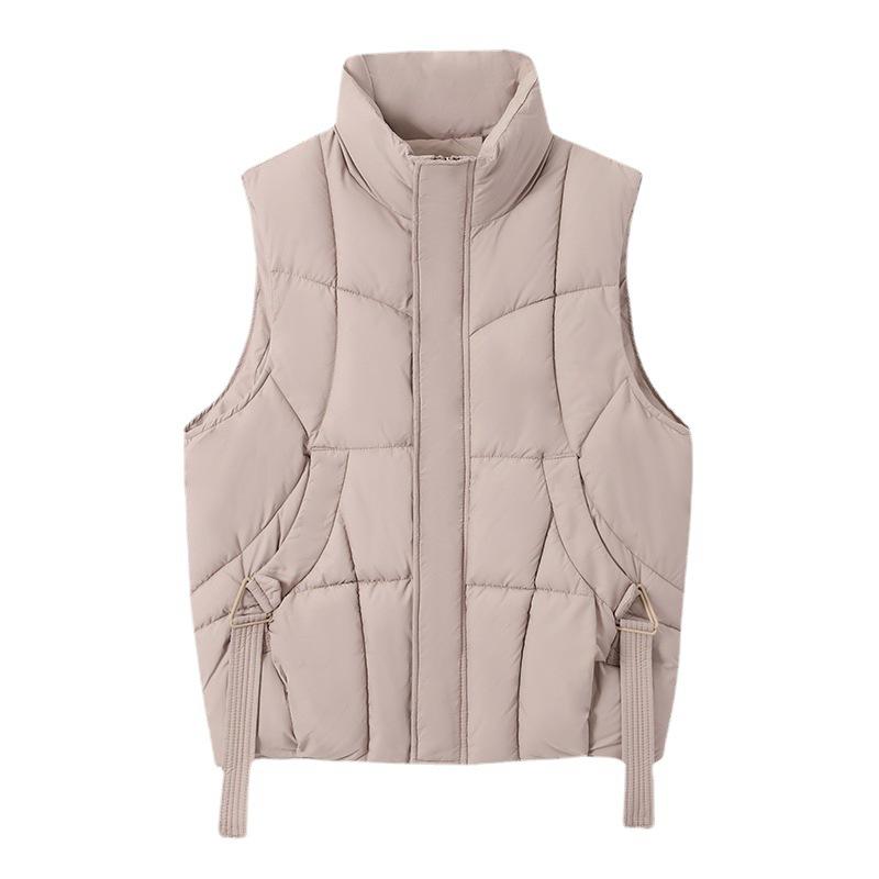 Down Cotton Vest Women's Winter New Korean Version Loose and Lightweight Stand-up Collar Design Streamer Thermal Vest
