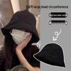 Japanese Style Ladies' Bucket Hat: Large Head Fit, Face Slimming, Versatile No-Makeup Design, Spring/Autumn Sun Protection.