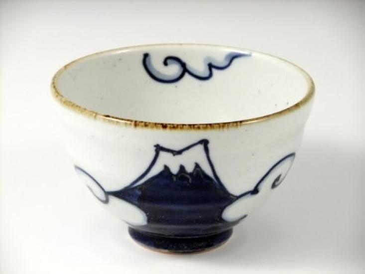 Arita Hasami Shoho Blue Fuji Red Fuji Tea Bowls of Tea 20850 ware, Kiln, & (Pair Bowls)