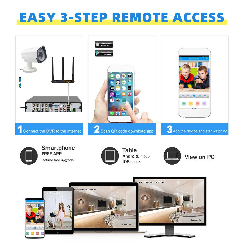 8CH DVR 1080p CCTV Camera Security System 5MP Outdoor IP66 Waterproof Remote Monitoring Night Vision Video Surveillance Kit