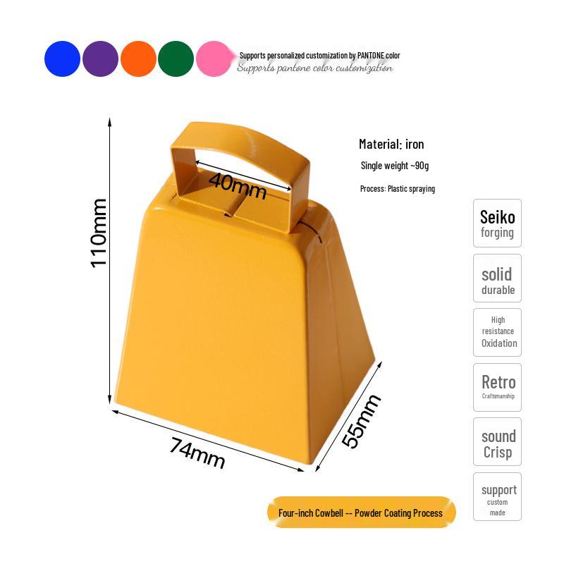 Three-Inch & Four-Inch Hand-Cranked Cowbells - 13 Colors, Perfect for Parties and Handicrafts