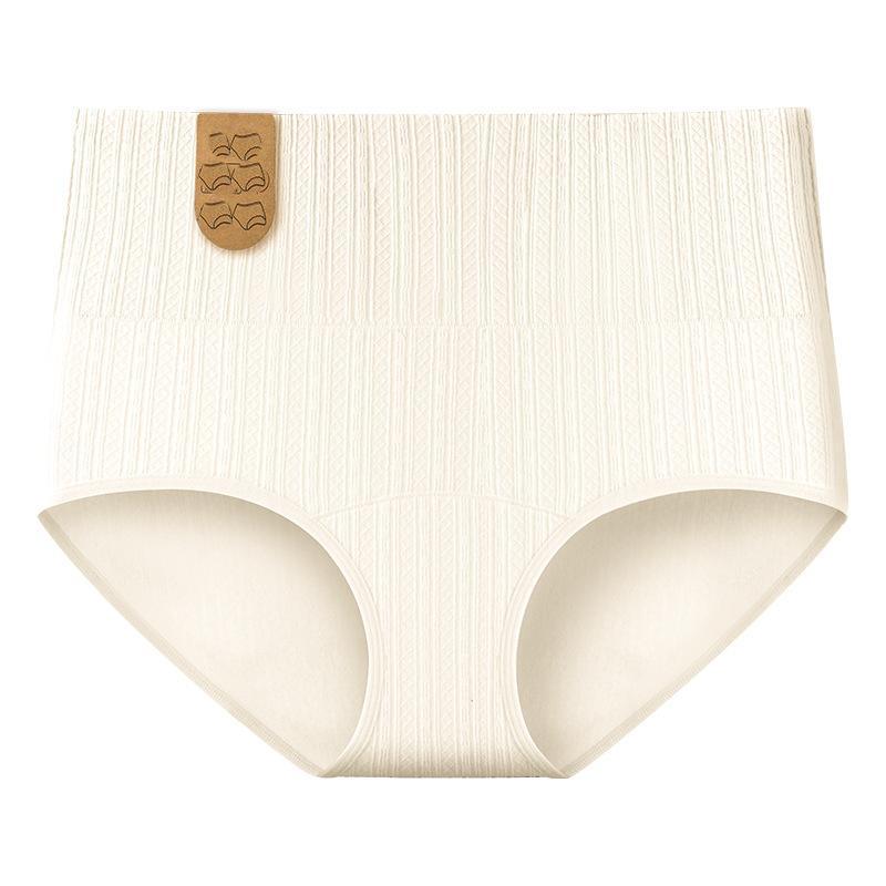 Women's Briefs 7A  Antibacterial Solid Color Non-dyed Large Size High Waist Underwear