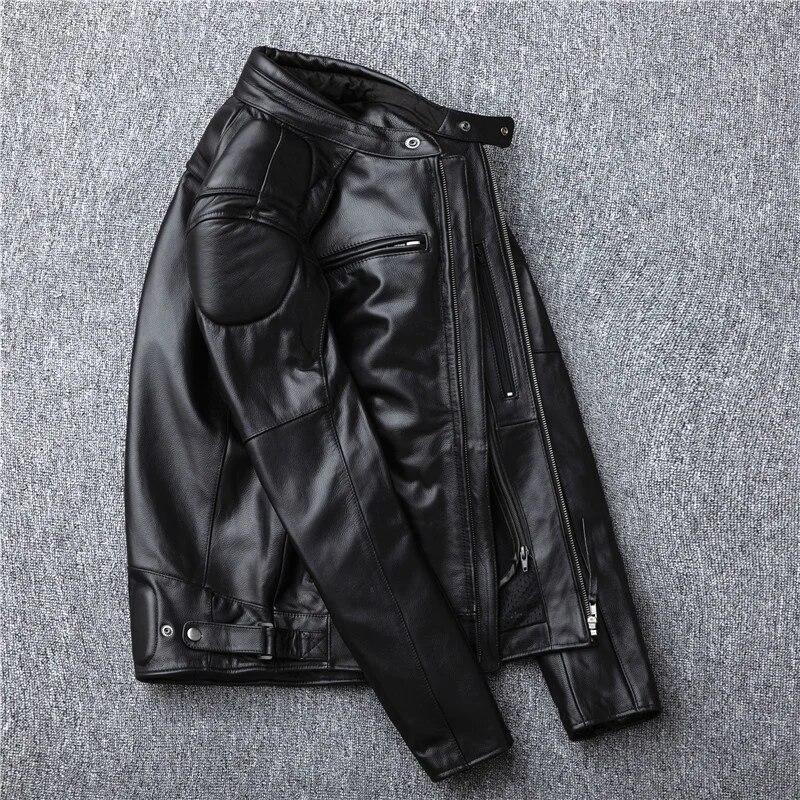 Genuine 100% Leather S for Men Real Top Layer Cowhide Man Autumn Winter Plus Size Men's Motorcycle Jacket