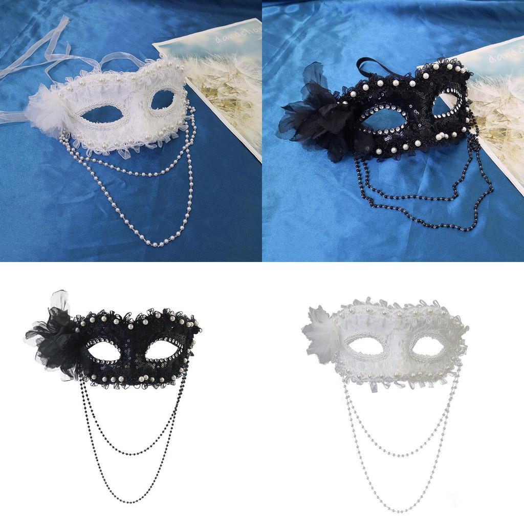 Pärldrottning Halvmask i Plast för Temafester och Föreställningar