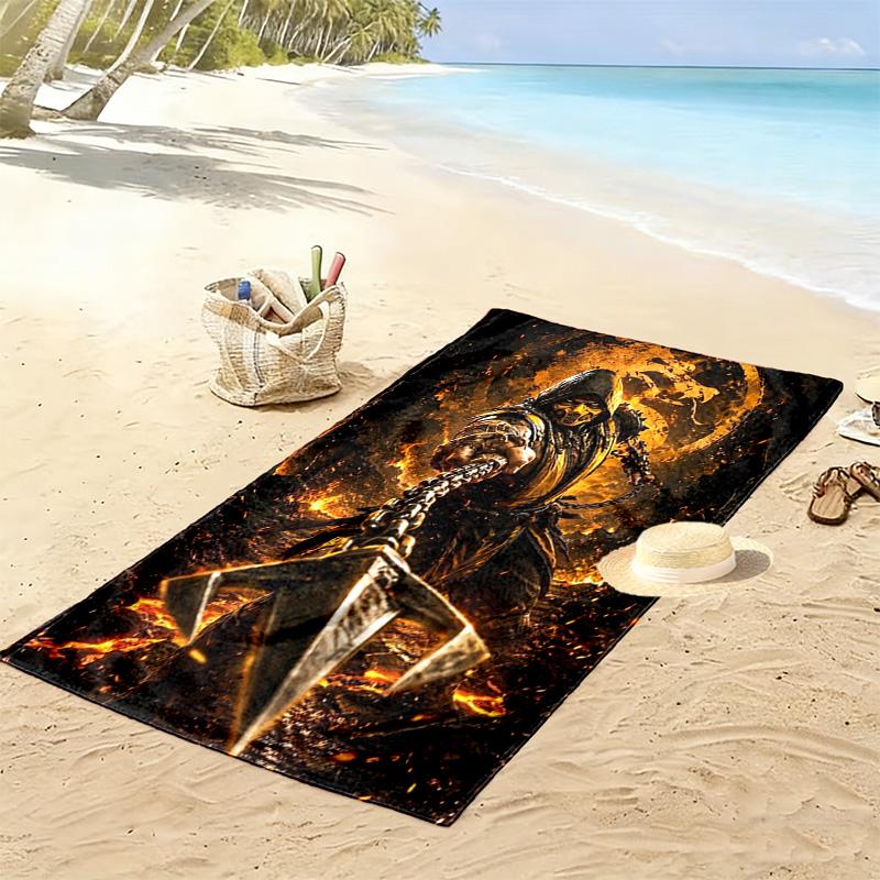 Mortal Kombat Print Beach Towel, Large Soft Quick Dry Towel for Beach Camping Swimming