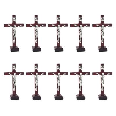 10 pcs Ornement Croix en Bois avec Support de Base Stable Croix Décorative pour Décoration d'Églises Décor de Table Religieux