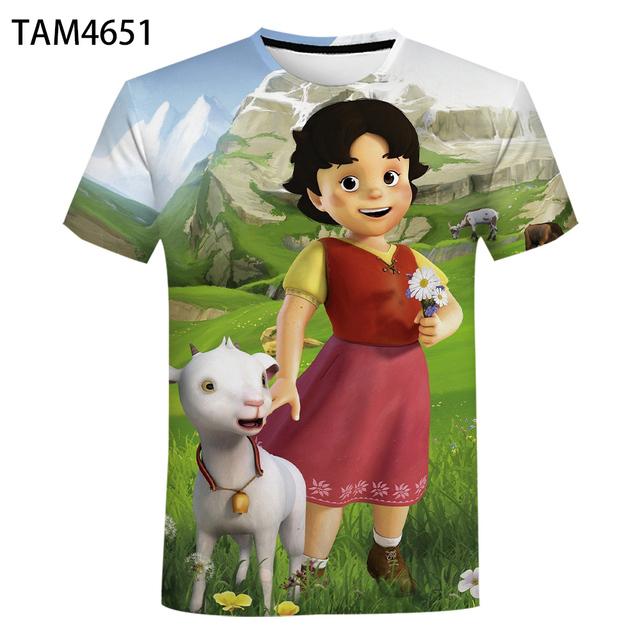 

Классическая футболка Harajuku Heidi Anime с 3D принтом, дешевая и удобная футболка для мальчиков и девочек, летняя повседневная футболка с милым персонажем, крутая S