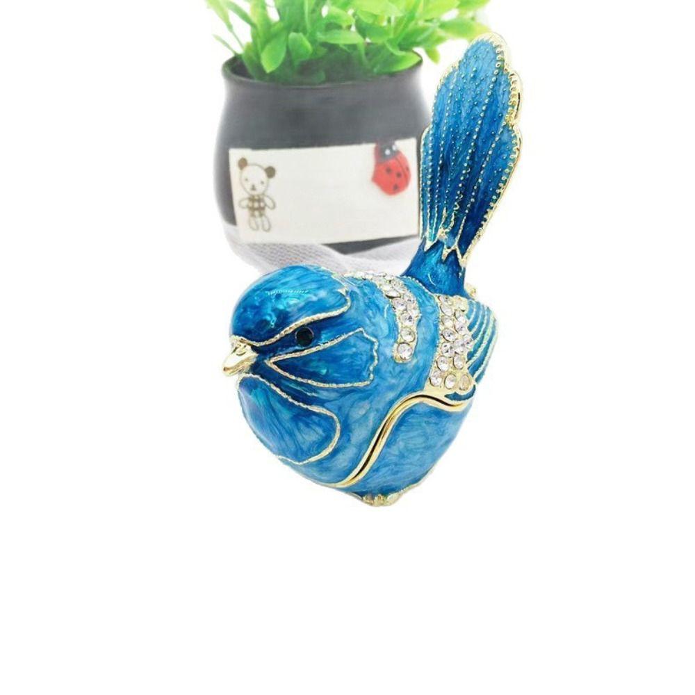 Metal Material Bird Trinket Box Mini Size Bionic Ornaments Metal Enamel Decoration  Home Decor