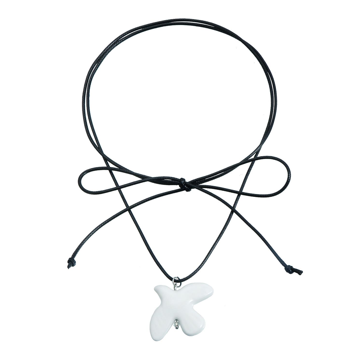 

European and American jewelry, minimalist style, white ceramic, peace dove necklace, female, lace-up black rope, long sweater chain