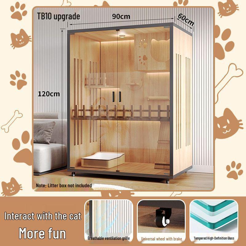 Wooden Indoor Cat Villa: Multi-Functional Pet Cabinet Shelter and Bed