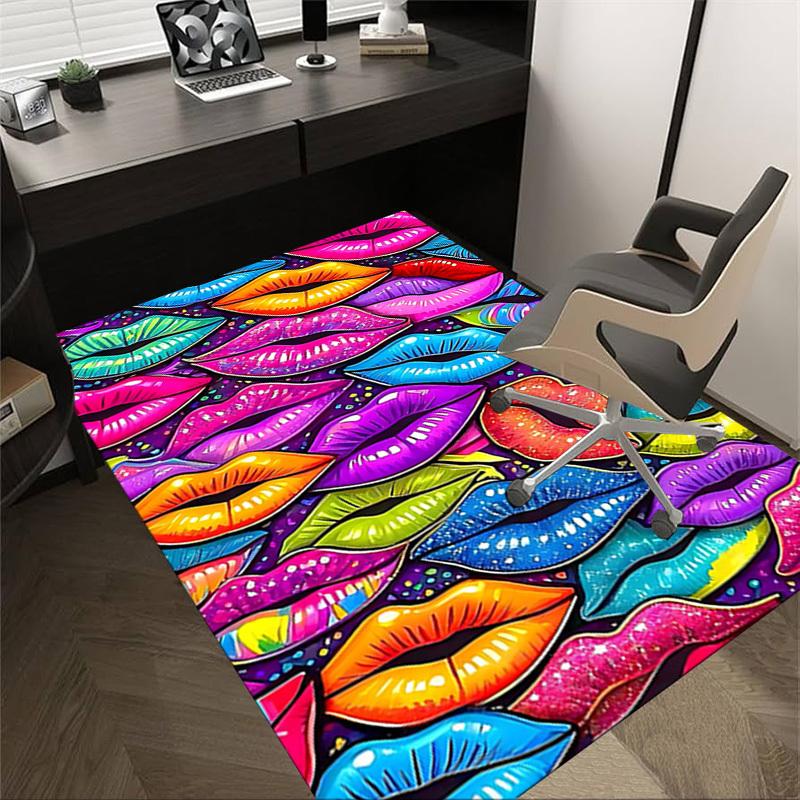 1PC Lips Colorful Extra Large Non Slip Floor carpet, Office, family, Studio Large Area Rug Indoor Rugs, Bold Statement Piece
