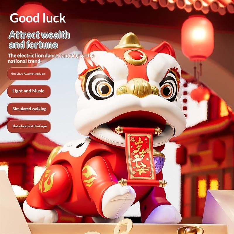 Attracting Wealth Dragon Dance Lion Toys Chinese Style Diy Crafts Lion Statue Figure Toys Press Couplet  Year Toys