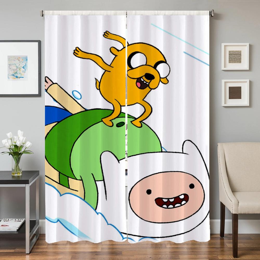 Zasłony Okienne Kuchenne do Salonu 2 Sztuki Zasłony Zaciemniające Zasłona na Drzwi A-adventure Time Przegroda Dekoracja Sypialni