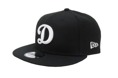 New Era MLB 9FIFTY Adjustable Snapback One Size Fits Los Angeles Dodgers Two-Tone Hat, Most, (Black/White)