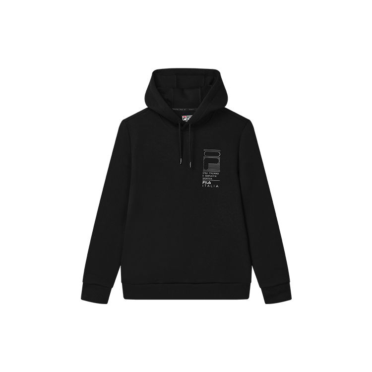 FILA Logo Print Casual Knit Hoodie Long Sleeve Sweatshirt Men sweatshirt Black F11M247207FBK