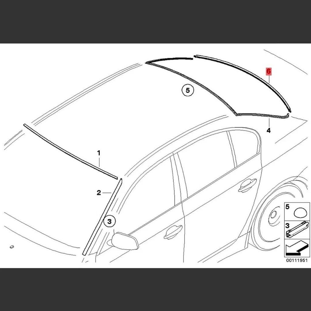 Rear Window Bottom Seal Trim for 5 Series E60 2001-2009 E60 LCI 2005-2009 OEM 51317115412 Car Weatherstrip