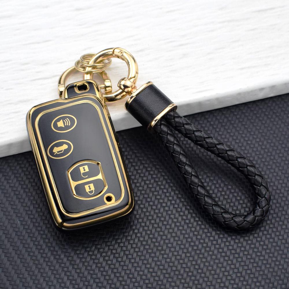 4 Buttons Tpu Car Key Case For Toyota Rav4 Highlander Camry Avalon Prius Alpha Aqua Land Cruiser Auris Key Cover With Key Chain