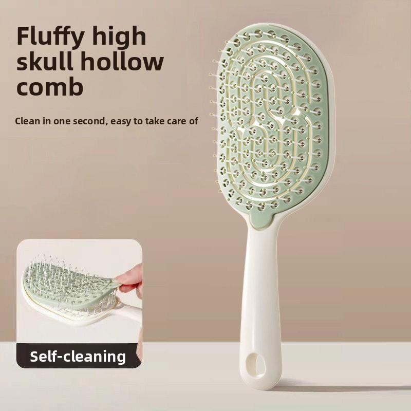 Loose High Crown Hairbrush for Women - Long Hair Styling Massage Meridian Airbag Ribbed Air Cushion Comb зелёный