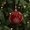 8cm Velvet Christmas Ball Pendant Glitter Flocked Christmas Hanging Balls Set Shatterproof Reusable Xmas Tree Ornaments