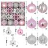 Neue 44-teilige Papierbox (rosa Silber) 44 neue Weihnachtskugeln, bemalte, speziell geformte Kugeln in einer 3-6 cm großen Papierbox, galvanisierte Kugeln