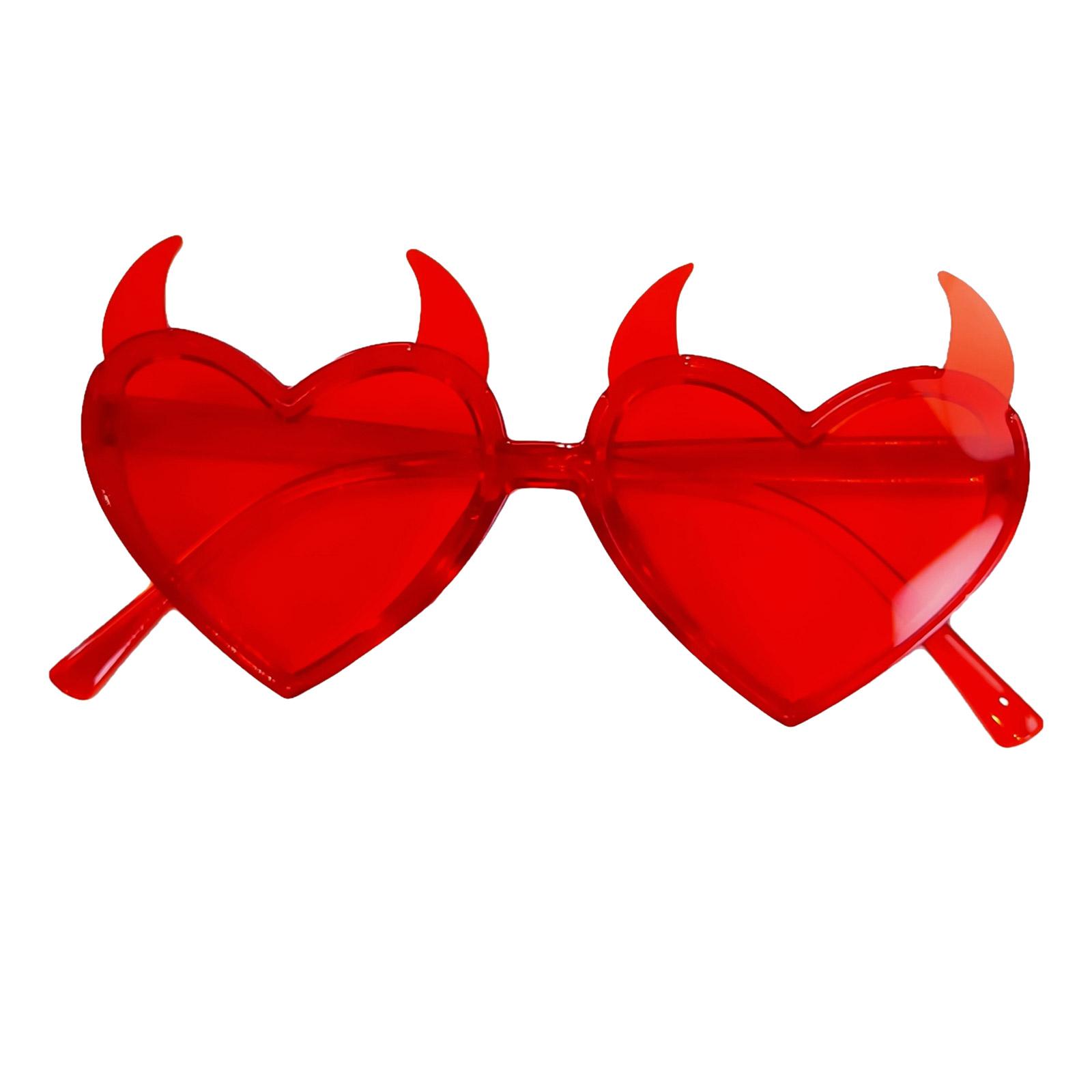 

Cool Devil Horn Heart Frame Sunglasses Vintage Girls Rhinestone Frame Lens Glasses Teens Party Sunglasses for Teens B