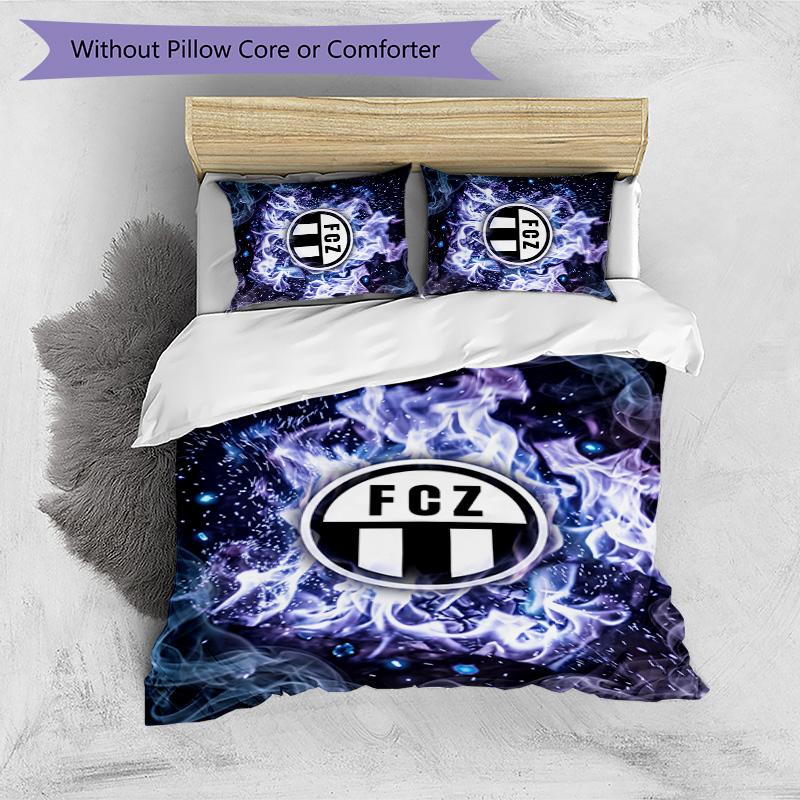 Set Lenzuola Stampato FC Zürich 3 Pezzi Copripiumino Traspirante con Federe Biancheria da Letto Decorativa per Camera da Letto Casa