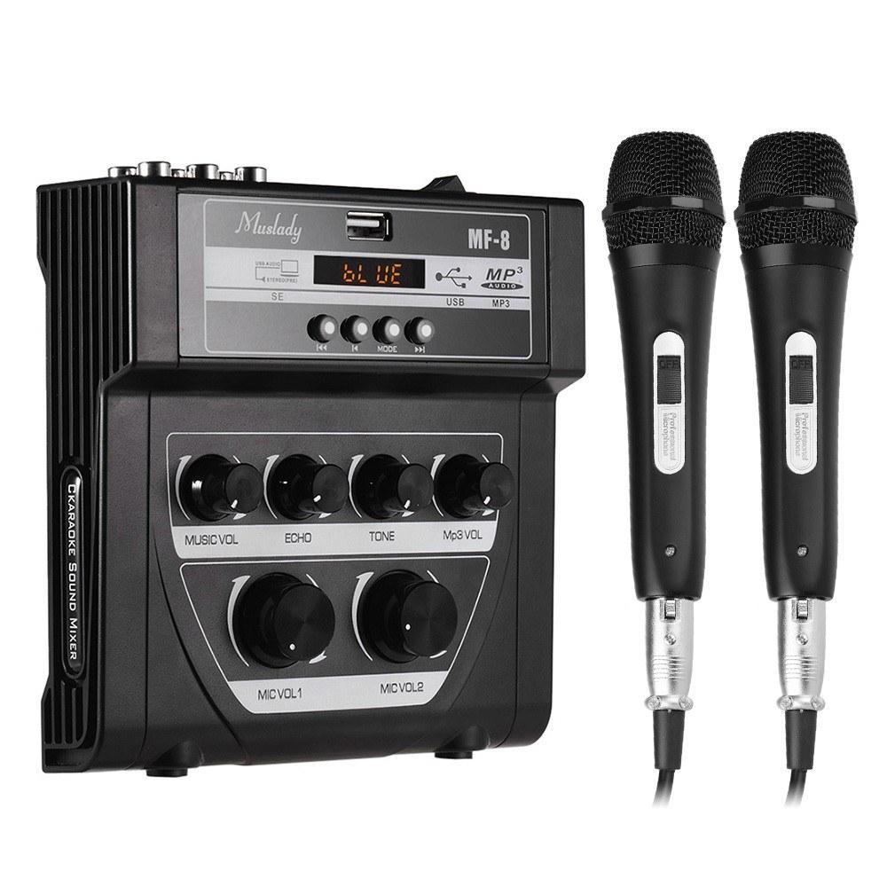 Cheap Muslady MF8 Mini Sound Audio Mixer Stereo Echo Mixers Dual Mic