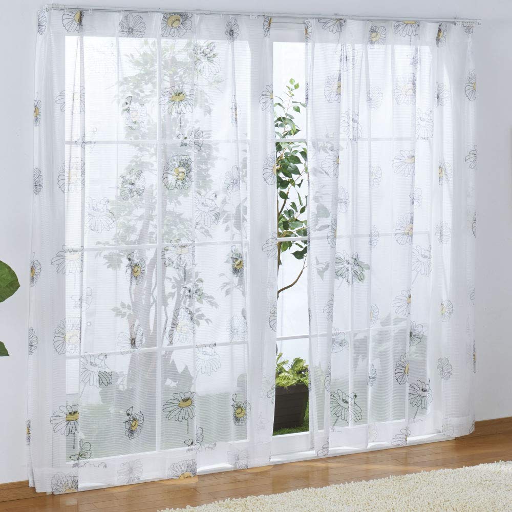 Peanuts Snoopy 2. klasses lysblokkerende varmeisolerende gardiner Blondgardiner Sett med 4 Blomst Bredde 100 x Lengde 135cm + KO-1/KO-2