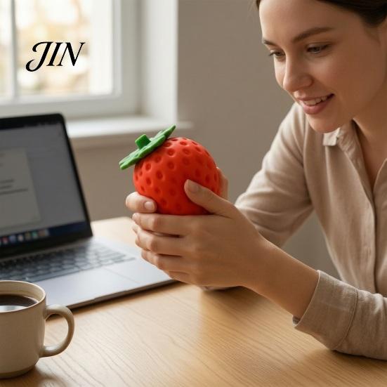 Anxiety Relief Ball Fake Fruit Stress Toy, Peach Pineapple Strawberry Squeeze Shaped Giant Sensory Fidget Toy for Home Office School Portable Reliever