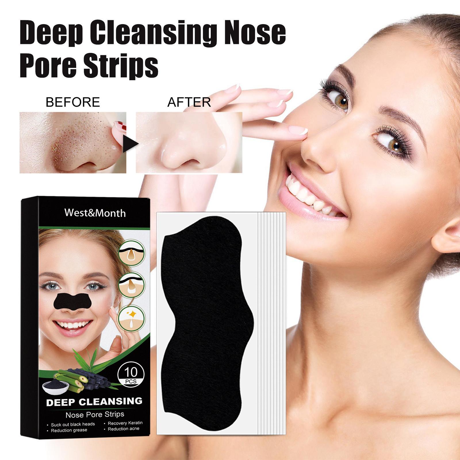 

Blackhead Patch, 10 Pieces Natural Charcoal Deep Cleansing Nose Blackhead Patch For Blackhead Removal And Pore Unclogging