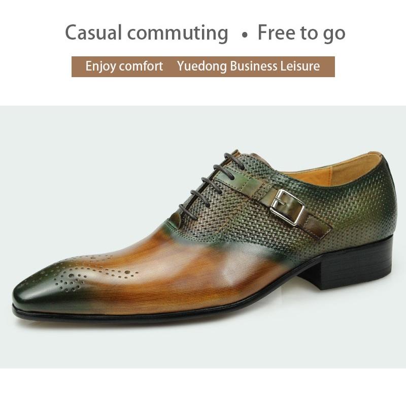 Fashion Wedding Office Shoes For Men Oxford Business Cowhide Leather Upper Dress Shoes Pointed Toe Lace Up Fashion Shoes Man Handmade