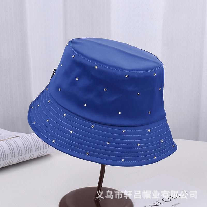 New Satin Basin Hat Women's Casual Versatile Hot Diamond Gypsy Fashion Bucket Hat Spring Sun Protection Visor