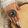 Unique Boho  Stone Ring Big Round Rings For Women Vintage Female Wedding Party Jewelry Birthday Gift