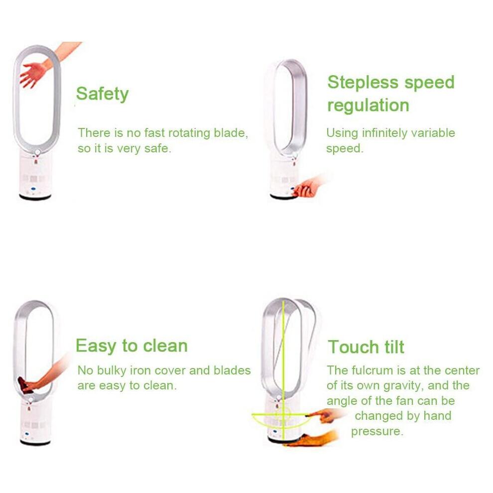 Ultra-Quiet Negative Ion Air Bladeless Tower Fan Silver