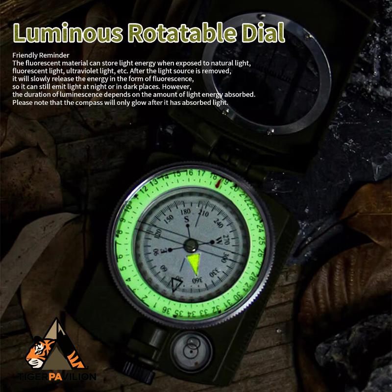 Outdoor Multifunktionaler Hochpräzisions-Überlebenskompass Professionell Camping Wasserdicht Metall mit Leuchtkompass