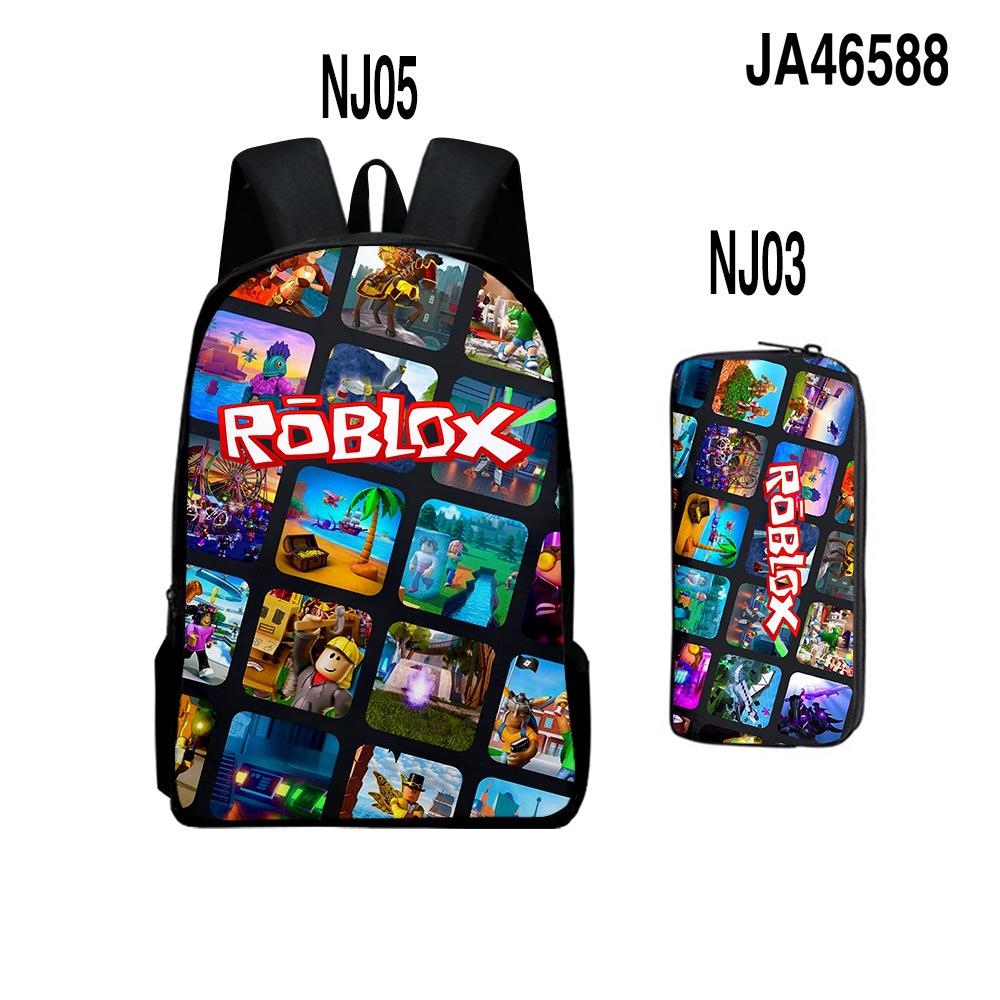 Roblox Two-Piece Set, Elementary And Middle School School Bag, Children'S Backpack, Cartoon Animation Backpack.