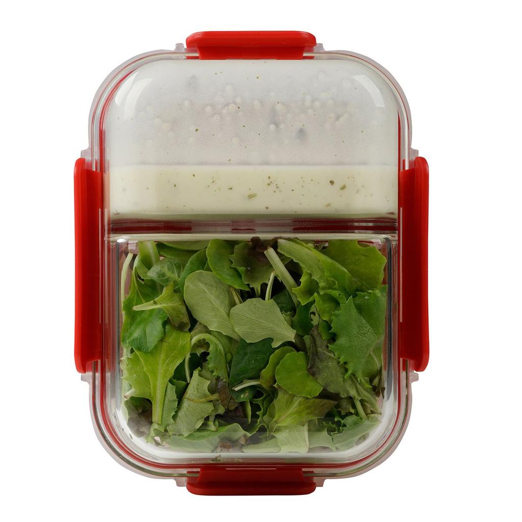 Set of 2 Glass Meal Boxes with Two Compartments 1000 Ml Fackelmann Move Ref. 9941750