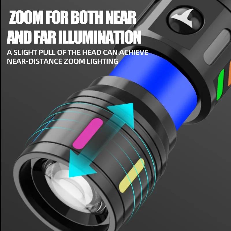 Powerful LED Flashlight Portable Zoomable Torch Waterproof Outdoor Hiking Emergency Fishing Camping Laser Flashlights