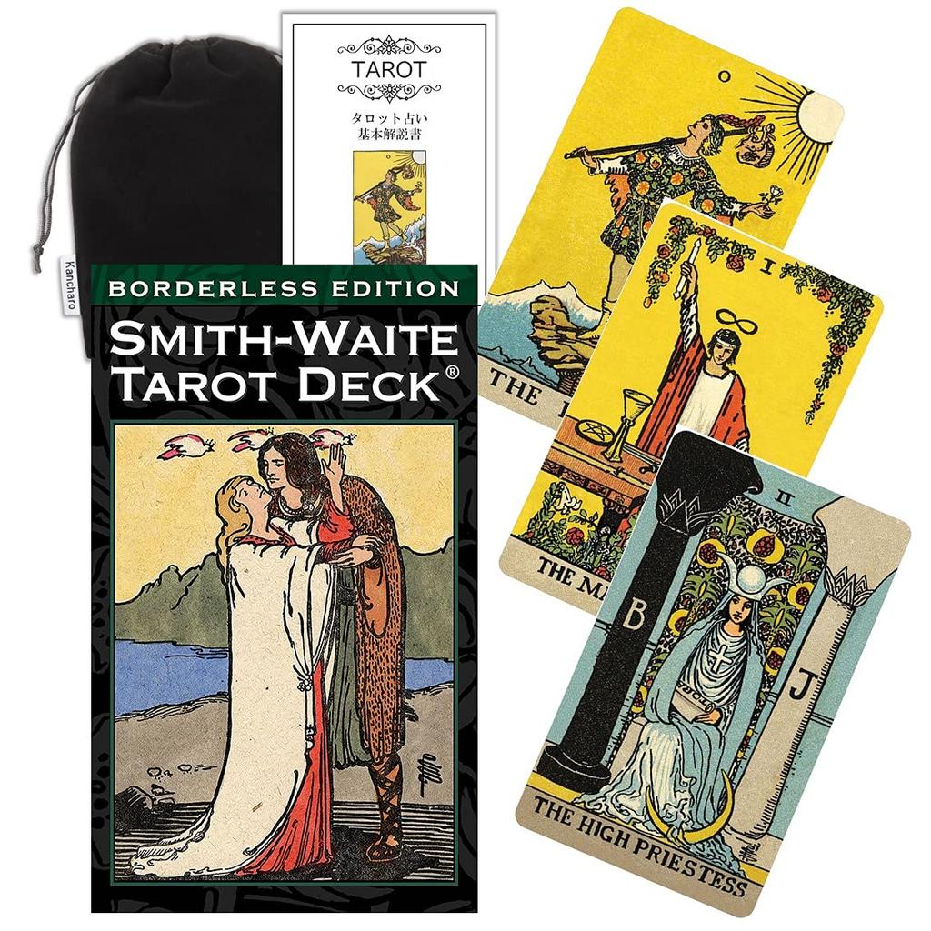 Kancharo Tarot Set Borderless Includes Japanese Tarot Card Instructions Pouch 84-Card [Smith-Waite Tarot Edition] & (Authentic)