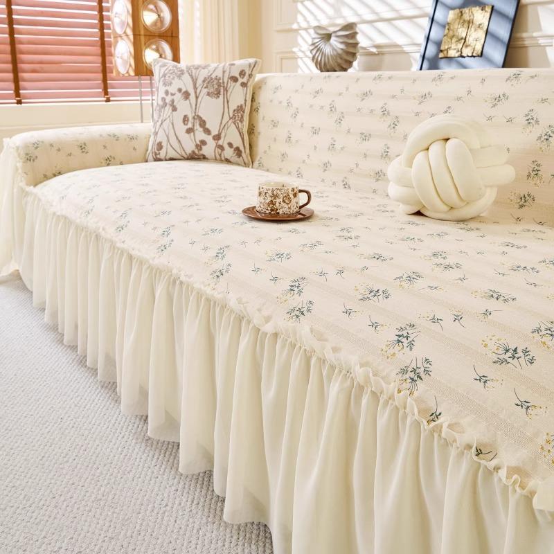 

Французский чехол на диван с юбкой 2025 новый чехол-полностью высококачественное диванное полотенце универсальное для всех сезонов, защита от царапин кошек 180*230cm