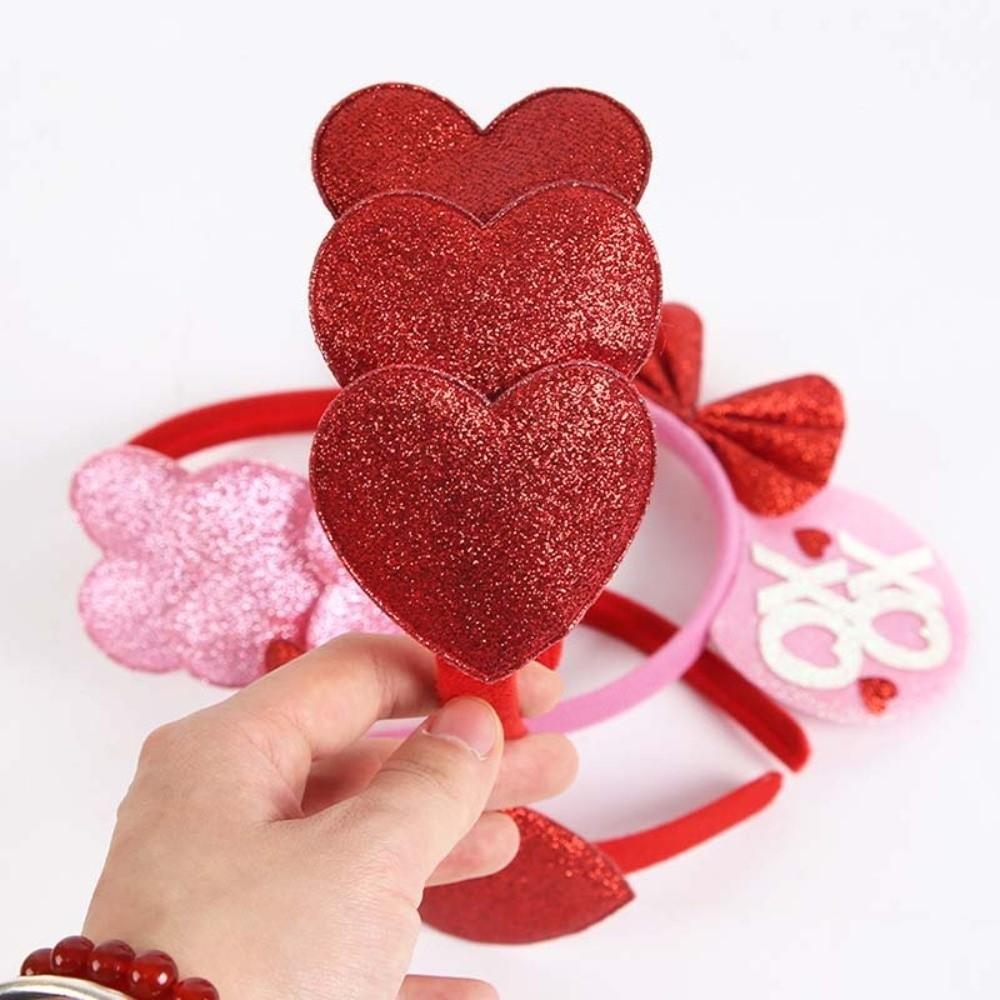 Plastic Valentine's Day Hair Hoop Sequins Shining Heart Hairband Red Heart Headband  Women
