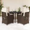 VidaXL Garden Dining Set with Cushions 5 Pcs, Table and Chairs with Adjustable Backrest, Outdoor Furniture, 3212774