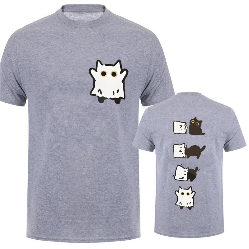 Summer T-shirts Streetwear Boo Black Cat Graphics Printed Tees for Women Men Clothing Horror Spooky Season Tops T Shirt Unisex